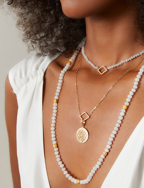 18 karat gold and moonstone beads necklace by fine jewelry designer Orly Marcel