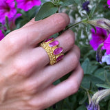 22 karat gold one-of-a-kind ruby ring by fine jewelry designer Linda Hoj
