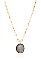 Opal pendant 18 karat gold chain by fine jewelry designer Goshwara